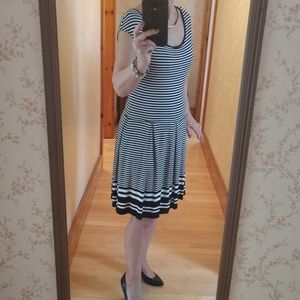 Max Studio Black & White Striped Sailor Style Dres